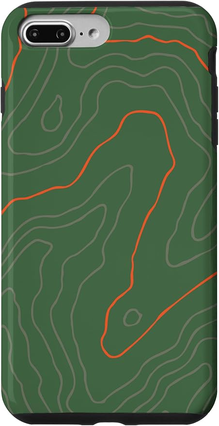 Backcountry Topo Guide Orange Lines Topographical Map Case for iPhone 7 Plus/8 Plus