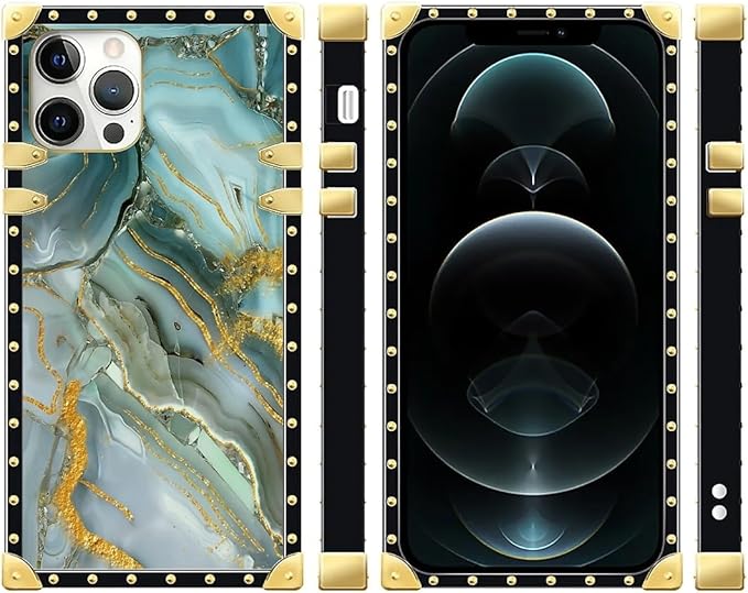 Compatible with iPhone 12 12 Pro Case, Golden Texture Marble Veining Luxury Golden Decoration for Girl Women Soft TPU Shockproof Protective Hard PC Back for iPhone 12 12 Pro