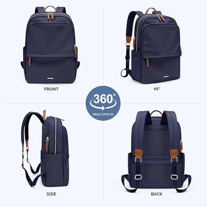 GOLF SUPAGS Women Laptop Backpack Casual Daypack for Work Travel College Backpack Purse Fits 15.6 Inch Notebook (Navy Blue)