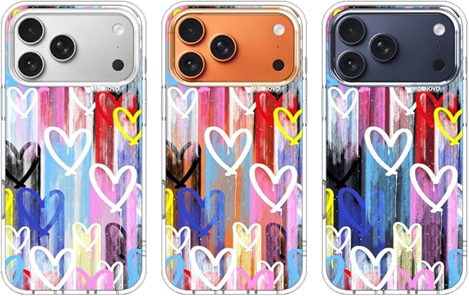 MOSNOVO for iPhone 17 Pro Max Case, Shockproof Military-Grade Protection 6.6ft Drop Tested, Camera Control, Clear Phone Case for iPhone 17 Pro Max, Graffiti Hearts Design