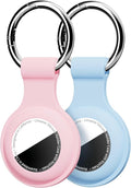 Linsaner [2 Pack] Holder for AirTag 2nd Gen (2026) & 1st Gen, Silicone Case Keychain Key Ring, Protective Cover for Apple for Air Tags, GPS Finder Accessories, Pink/Grey Blue