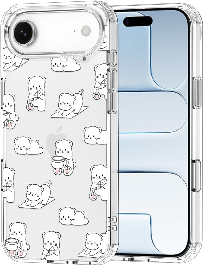 MOSNOVO for iPhone Air Case, Shockproof Military-Grade Protection 6.6ft Drop Tested, Camera Control, Clear Phone Case for iPhone 17 Air, Cozy Bear Days Design