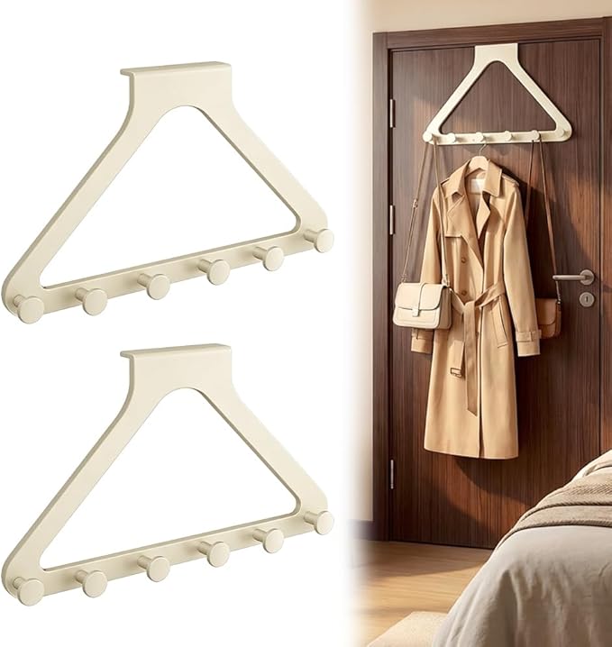 Over-The-Door Hanger Organizer, 2026 New Modern Over Door Hook, Heavy Duty Door Hanger for Home Office, Multi-Purpose Door Organizer for Family (White, 2pcs)