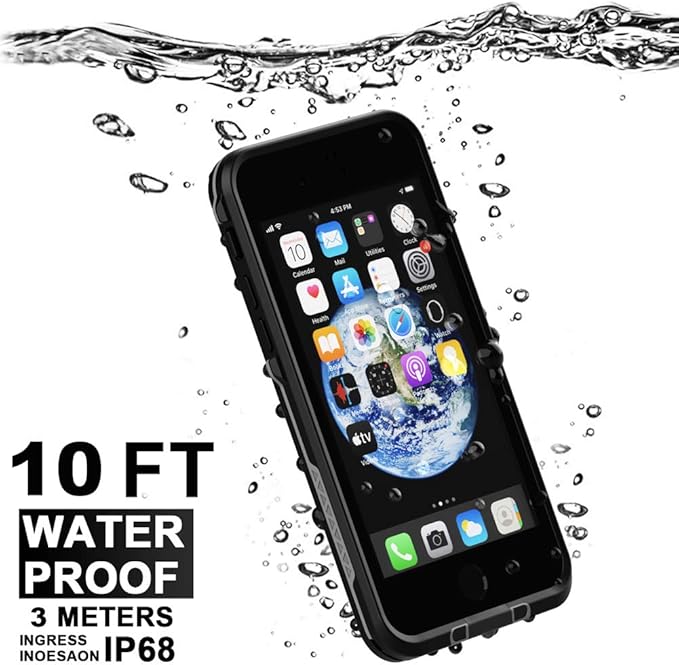 Diverbox for iPhone SE 2020 Waterproof Case iPhone 8 Waterproof Case,Waterproof Shockproof IP68 Full-Body Sturdy Case Built-in Screen Protector for Full Sealed Cover 4.7 in (Black)