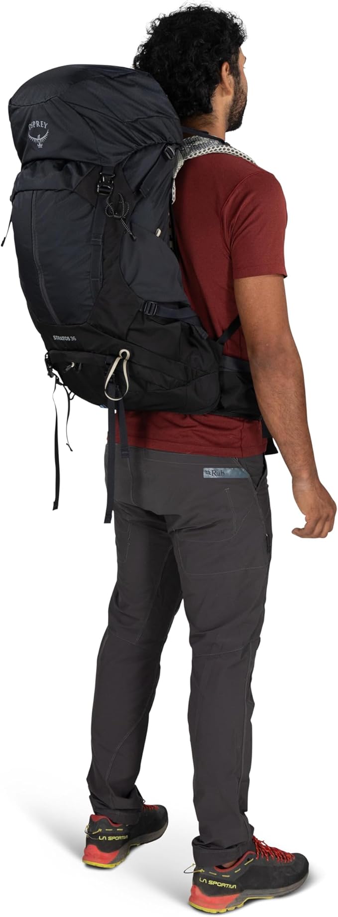 Osprey Stratos 36L Men's Hiking Backpack - Lightweight Backpacking Pack with Waterproof Raincover - Camping Bag, Raven Black