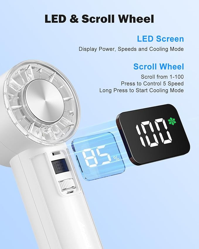AMACOOL Handheld Fan with Ice Cooler, Mothers Day Gifts for Mom Her Women Girl, Mini Portable Cooling Fan, Small Yet Powerful, Personal Hand Fans for Men Travel Essentials Beach Outdoor Makeup
