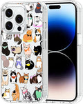 MOSNOVO Case for iPhone 14 Pro, [Buffertech 6.6ft Military-Grade Drop Protection] [Anti Peel Off Tech] Clear TPU Bumper Phone Case Cover Design - Cute Cats