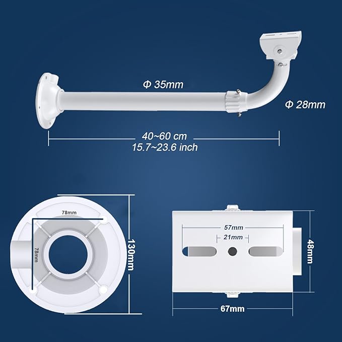 WiTi CCTV Security Camera Mount Bracket, 40CM-60CM Adjustable Wall and Ceiling Mount Bracket for CCTV IP Camera,Metal Pole Mount