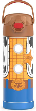 THERMOS FUNTAINER 16 Ounce Stainless Steel Vacuum Insulated Bottle with Wide Spout Lid, Toy Story Woody