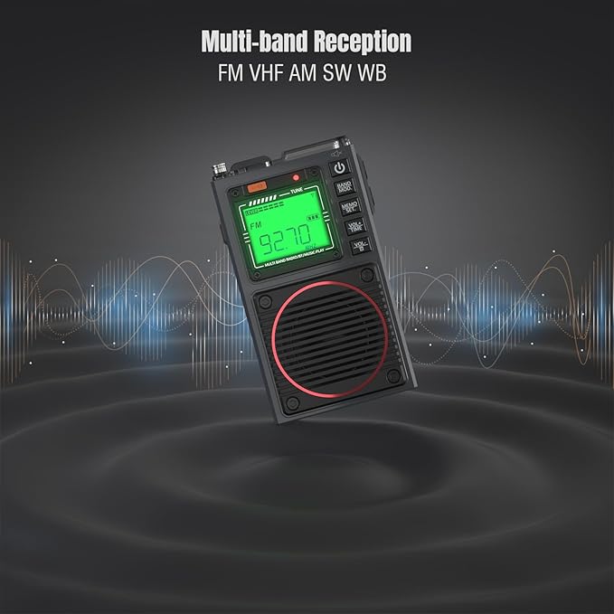 Raddy RF75A APP Control Shortwave Radio, Portable AM/FM/VHF/SW/WB Weather Radio, Pocket Radio Rechargeable w/ 9.85 Ft Wire Antenna