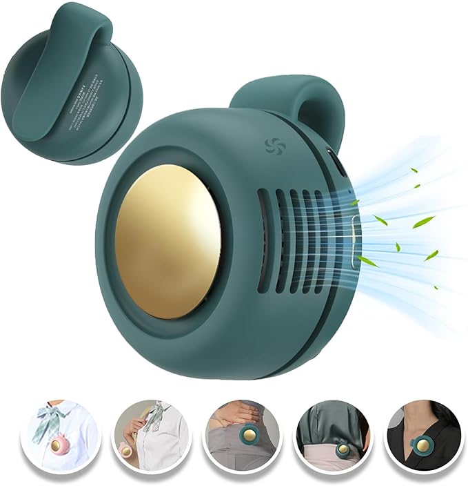 Portable Clip-On Fan, Mini USB Rechargeable 360° Rotatable Fan, 3-Speed Silent Mini Bladeless Fans