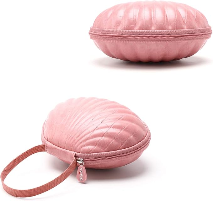 Hard Travel Case for Silicone Bras [A-C Cup] Premium Nubra Organizer Portable Lingerie Underwear Storage Bag (Crocodile, Rose Gold)