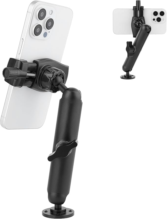 Mippko Wall Mount Phone Holder for Truck/Car/Boat/Wall/Desk,Compatible with 3.5~7.5 inch iPhone/Nexus/HTC/LG/Huawei/Smart Phones,360°Adjustment Aluminium Alloy Arm Drilling Base Mount