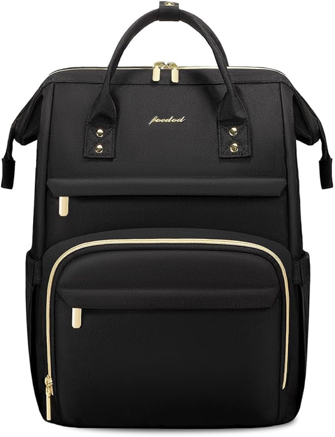 FOCDOD Women Laptop Backpack Work Bag - Fits 15.6 inch with Laptop Compartment Waterproof Professional Fashion Travel Purse for College Nurse Business Computer Backpack