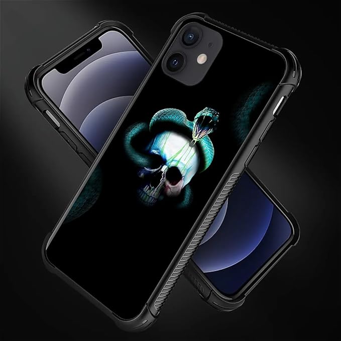 for iPhone 11 Case, Skeleton Winding Snake Pattern Graphic Design Girl Boy Soft Silicone Hard Acrylic Shock Protection for iPhone 11