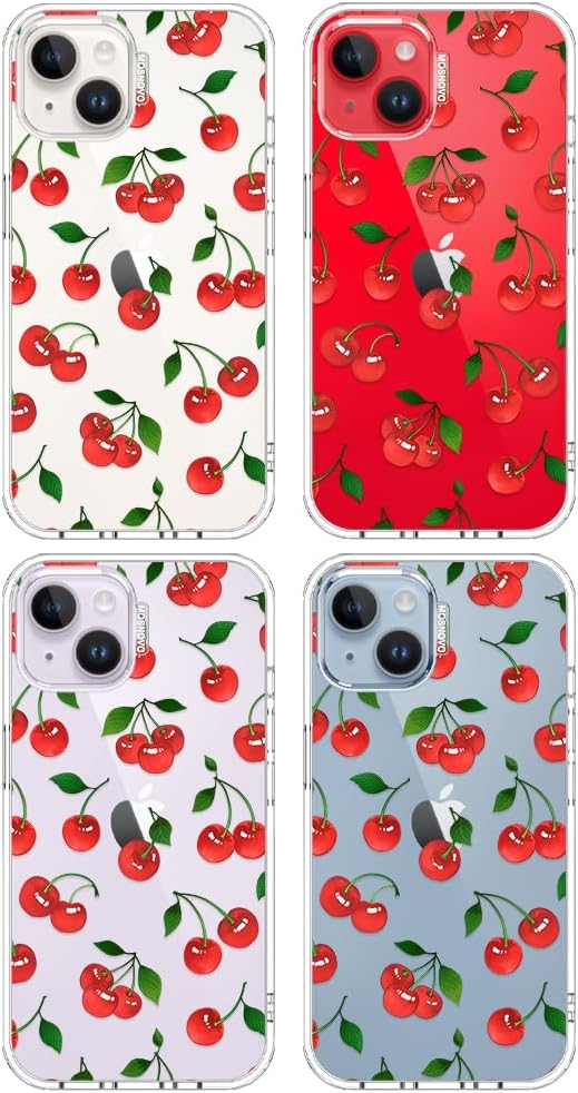 MOSNOVO for iPhone 13/14 Case | Military Grade 6.6ft Drop Tested | Clear with Cute Cherry Design