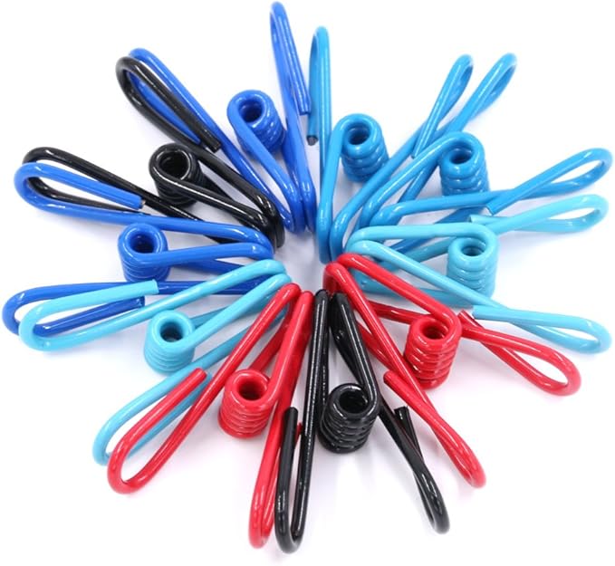 Swpeet 50 Pieces Multi-Purpose Metal Wire Clip Windproof Clothespin Metal Clips Holders for Office Clothes Baby Diaper Peg Clips Pins Hanging Hooks - Multi-Colors