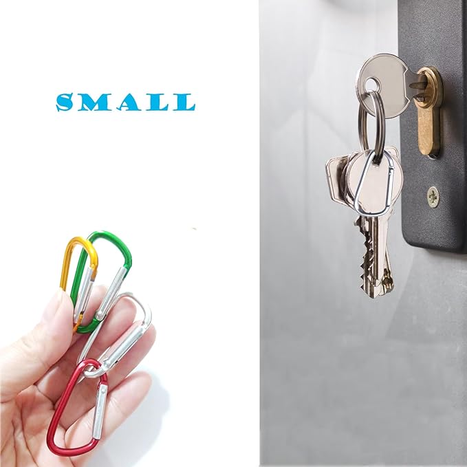 12Pcs Aluminum Carabiner D Ring, Includes Small 1.8" Carbineers, Medium 2.2" D Ring Clip, Biger 2.4" Multipurpose Carabiner Buckles (Each Size Randomly Mixed with 4 Colors).