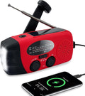 Emergency Hand Crank Weather Radio, AM/FM NOAA Portable Solar Radio with 2000mAh Battery Phone Charger, SOS Alarm & Survival Flashlight for Indoor/Outdoor, Emergency, Hurricane (Red)