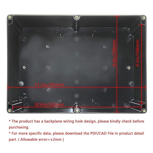 LeMotech Project Box ABS Plastic IP65 Waterproof Dustproof Electrical Junction Box Outdoor Enclosure for Electronics Black 11.41" x 8.26" x 3.93" (290 x 210 x 100mm)