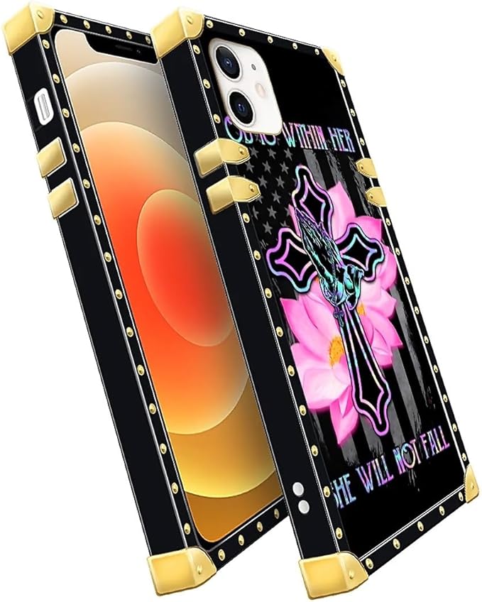 Compatible with iPhone 11 Case, Praying Cross Hands Luxury Golden Decoration for Girl Women Soft TPU Shockproof Protective Hard PC Back for iPhone 11