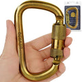 DEKABR Carabiner Heavy Duty, 45KN Twist Lock Steel Auto Locking Climbing Carabiner for Rock and Tree Climbing, Camping, Rappelling, Rescue and Mountaineering – ANAB Certified, Large, Gold