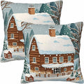 Farmhouse Throw Pillow Covers 18x18 Winter Snow Tree Set of 2 Pillow Cases Square Velvet Outdoor Pillowcases Decorative for Home Bed Sofa Couch Hotel