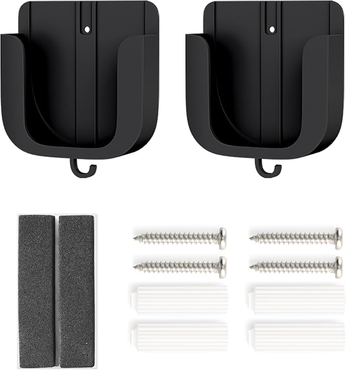 No Drill Wall Mount for Ring Outdoor Cam Plus, Easy Installation with Strong Adhesive Tape or Screws, Indoor Camera Mount for Ring Camera, 2Pack, Black