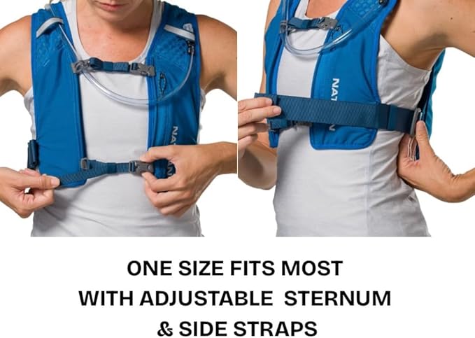 Nathan QuickStart Hydration Pack Vest with Bladder or flasks, Storage Pockets, Breathable Moisture-Wicking Fabric, Adjustable Straps for Running, Hiking, Walking, Marathons, Obstacle Races