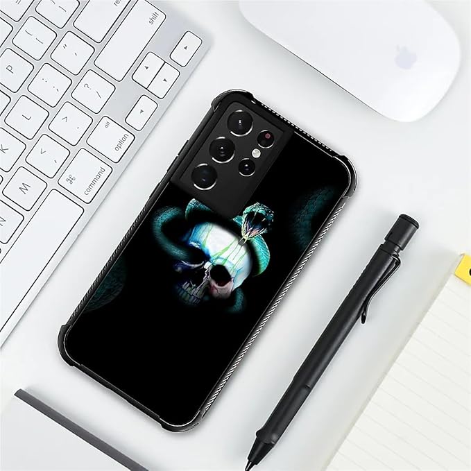for Samsung Galaxy S21 Ultra Case, Skeleton Winding Snake Pattern Graphic Design Girl Boy Soft Silicone Hard Acrylic Shock Protection for Samsung Galaxy S21 Ultra