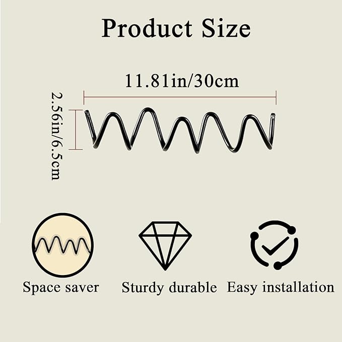 Black Wall Mounted Coat Rack, Decoration Wave Shaped Wall Hooks, Multi-Purpose Hooks for Coat, Hat, Bag, Umbrella, Heavy-Duty Metal Rail for Bedrooms, Living Rooms, Bathrooms(11.81" x 2.56")