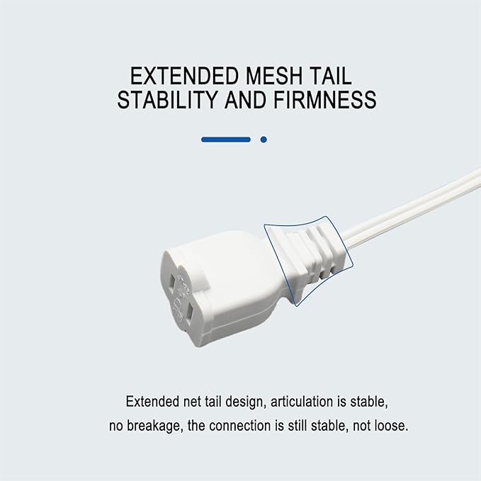 50FT White Extension Cord,2 Prong Extension Cords Indoor,16 Gauge SPT-2 Flat Power Cable,Lightweight Design for Yard, Garden,Lights,ETL Listed(13A 125V)