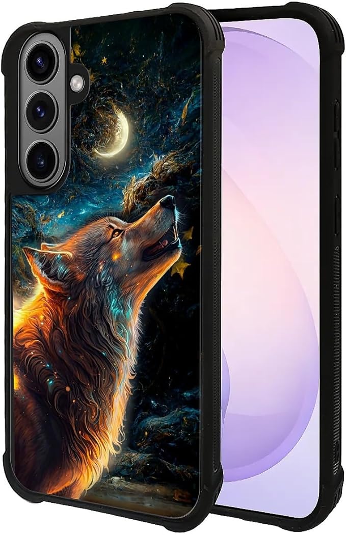 for Samsung Galaxy S26 Plus Case,Graphic Design for Girl Boy Soft Silicone Hard Acrylic Shock Protection Designed for Samsung Galaxy S26 Plus Star Cave Hungry Wolf Pattern