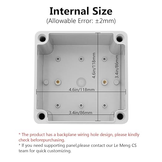 LeMotech Junction Box IP67 Waterproof Dustproof ABS Plastic Project Box for Electrical Outdoor Enclosure Gray 4.9 x 4.9 x 3 inch (125 x 125 x 75 mm)