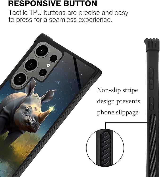 for Samsung Galaxy S24 Ultra Case, Rhino Water Marshes Pattern Graphic Design Girl Boy Soft Silicone Hard Acrylic Shock Protection for Samsung Galaxy S24 Ultra