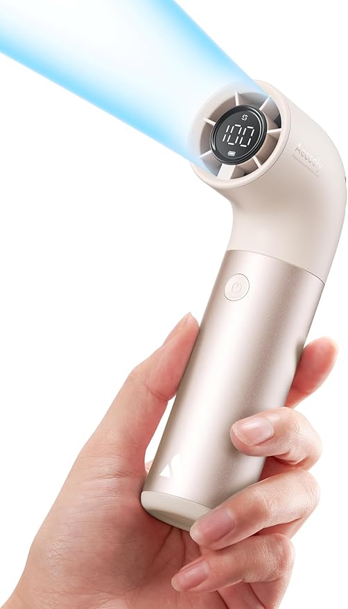 Aecooly Portable Handheld Fan, Powerful Turbo Mini Fan, 19000 RPM High Speed Aero Pro, 15H Max Cooling Time, 6 Speeds Aluminum Case, Pocket Rechargeable Personal Small Travel GIfts for Women Men -Gold