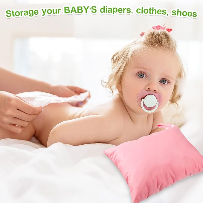 Woanger 10 Pack Wet Dry Bags for Baby Cloth Diapers Waterproof Reusable Travel Bags with Two Zippered Pockets Pool Beach Pouch for Swimsuit Beach Pool Daycare Yoga Gym Dirty Wet Clothe (Vivid Color)