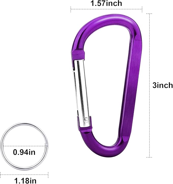 10 Pack 3'' Aluminum Spring Snap Hook Carabiner D Ring Carabiner Clip Camping Accessories Fishing Hiking Traveling and Keychain Craebuer