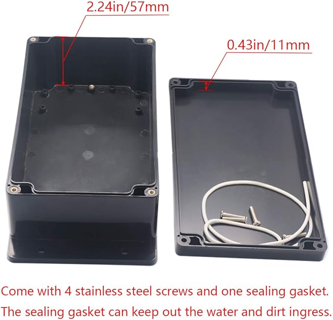 Project Box ABS Black Electrical Boxes IP65 Outdoor Waterproof Box Electronic Junction Box Fixed Ear Power Enclosure with Cable Glands for DIY Project 7.87 x 4.72 x 2.95 inch (200x120x75mm)