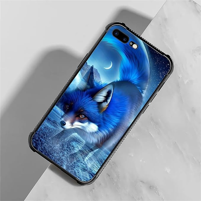 for iPhone 7/8 Case, Snowy Mountain Fox Lake Pattern Graphic Design Girl Boy Soft Silicone Hard Acrylic Shock Protection for iPhone 7/8