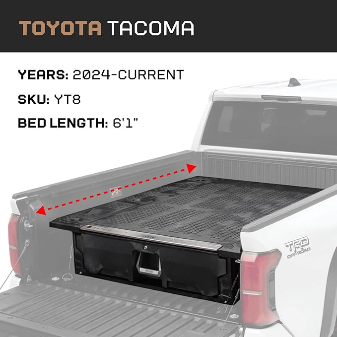 DECKED Truck Bed Storage System with System Accessories | Compatible with Toyota Tacoma (2024-Current) 6'2"