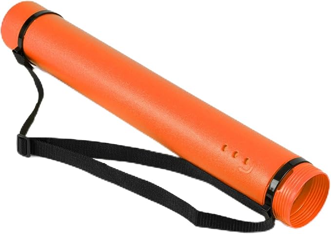 DEWEL Poster Tube, Waterproof Poster Holder Plastic Expandable Poster/Art/Document Storage Tube 24.5" to 40", Adjustable Poster Storage Blueprint Holder with Carrying Strap (Orange-Large Size)