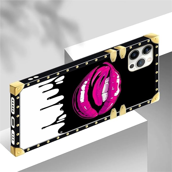 Compatible with iPhone 12 Pro Max Case, Black White Red Slap Sexy Luxury Golden Decoration for Girl Women Soft TPU Shockproof Protective Hard PC Back for iPhone 12 Pro Max