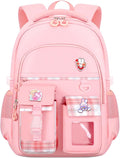 Cute Backpack for Teen Girls Kids Kawaii Bookbag Large School Back Packs Aesthetic Travel Daypack Ages 6-8 8-10 10-12 (Pink,L)