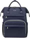 LOVEVOOK Leather Laptop Backpack for Women 15.6 inch,Travel Backpack Purse Nurse Teacher Backpack Computer Laptop Bag,Professional College Business Work Bag Carry On Backpacks with USB Port,Dark Blue