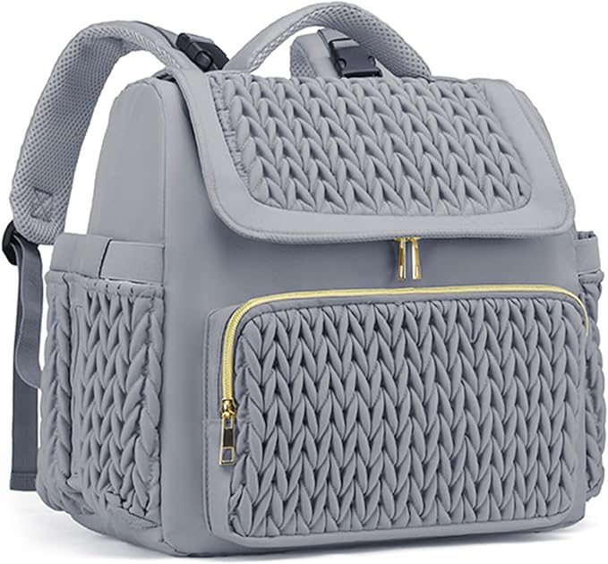 Awanhe Diaper Bag Backpack, Baby Bag with Changing Pad, Travel Waterproof Diaper Bag Tote, Newborn Essentials Must Haves, Luxury baby shower gifts for boys & Girls, Grey