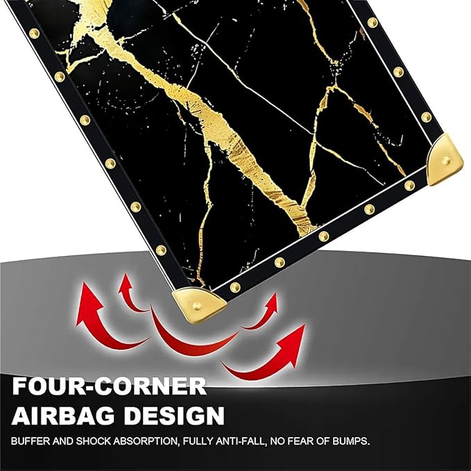 for iPhone 17 Pro Case Luxury Golden Decoration for Girl Women Soft TPU Shockproof Protective Hard PC Back for iPhone 17 Pro Crazy Pattern Black Gold Marble Nature