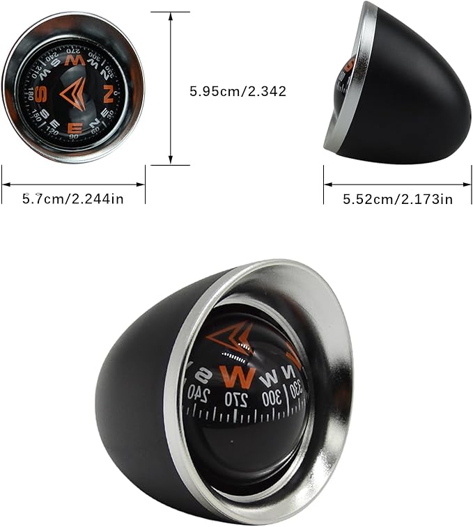 Mini Car Ball Compass, Marine Compass Interior Mount Dash Guide Hiking Accessories with Adhesive Tape, Automotive Dashboard Vehicle Direction Navigation Ball for Boat Car Truck Ship Outdoor
