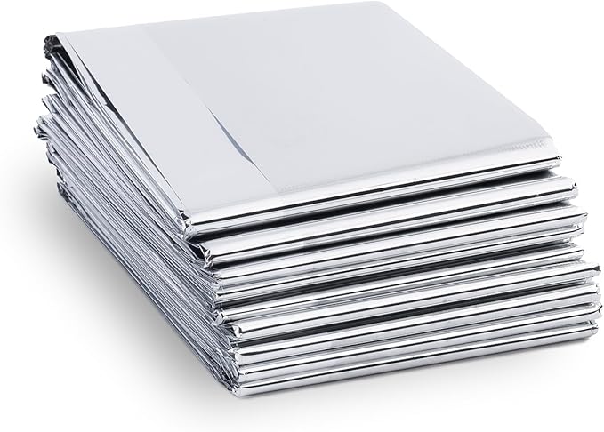 Swiss Safe XL Emergency Mylar Thermal Blankets + Bonus Space Blanket - Compact & Insulated for Cold Weather - Designed for NASA, Outdoor Camping, Survival, First Aid Car Kit - Silver, 10 Pack XL
