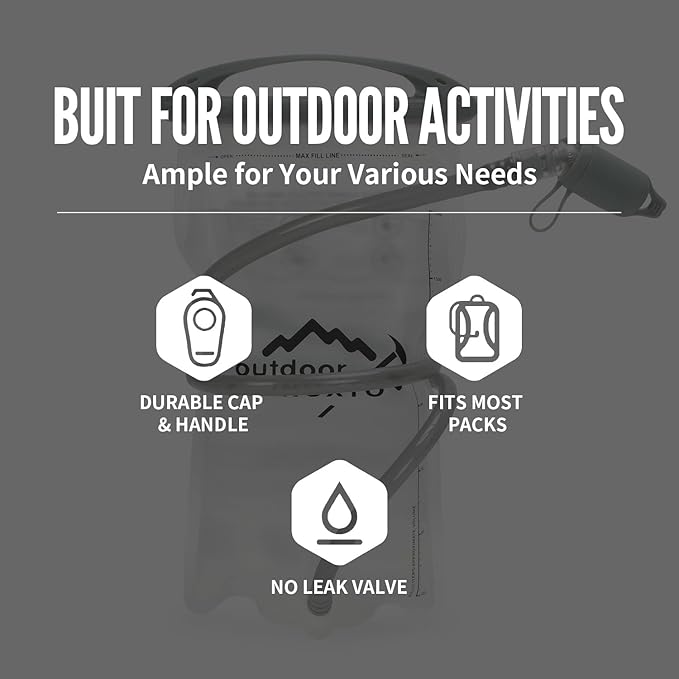 1.5L/2L/3L Hydration Bladder, INOXTO Water Bladder with Water Reservoir Hose Insulator & High Flow Bite Valve for Hiking Backpack, Leak Proof 1.5/2L/3L Water Reservoir for Camping Cycling Running
